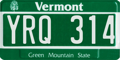 VT license plate YRQ314