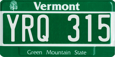 VT license plate YRQ315