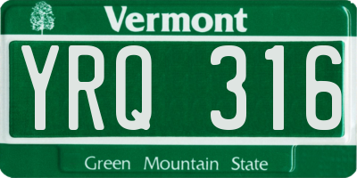 VT license plate YRQ316