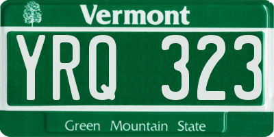VT license plate YRQ323