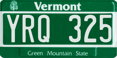 VT license plate YRQ325
