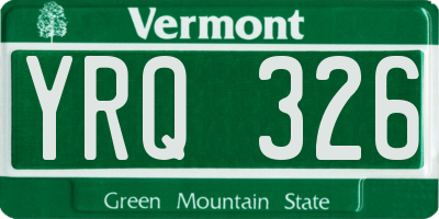 VT license plate YRQ326