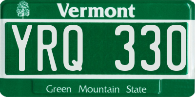 VT license plate YRQ330