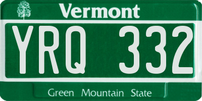VT license plate YRQ332
