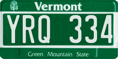 VT license plate YRQ334