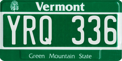 VT license plate YRQ336