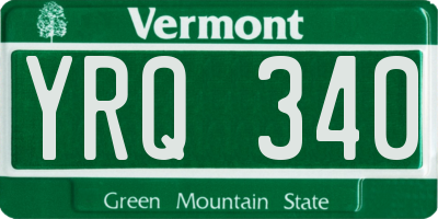 VT license plate YRQ340