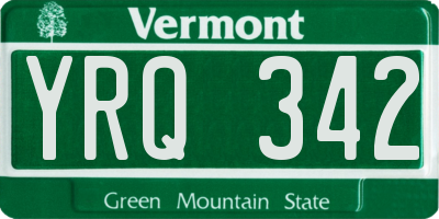 VT license plate YRQ342