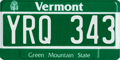 VT license plate YRQ343