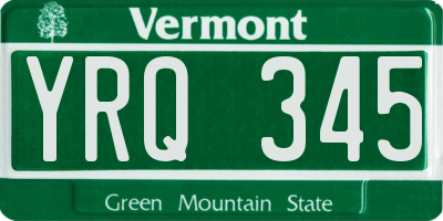 VT license plate YRQ345