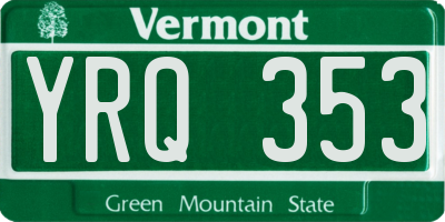 VT license plate YRQ353