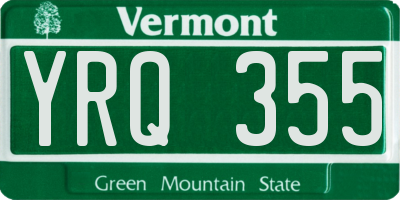 VT license plate YRQ355