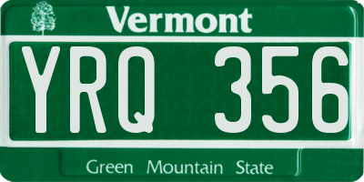 VT license plate YRQ356