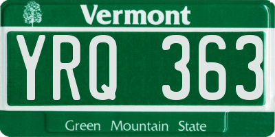 VT license plate YRQ363