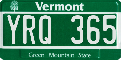 VT license plate YRQ365