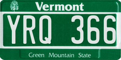 VT license plate YRQ366