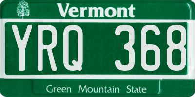 VT license plate YRQ368
