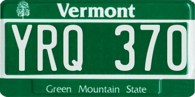 VT license plate YRQ370