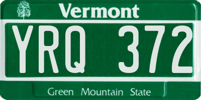 VT license plate YRQ372