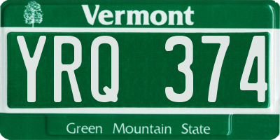 VT license plate YRQ374