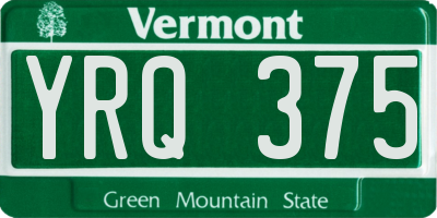VT license plate YRQ375