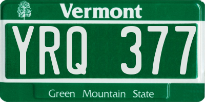 VT license plate YRQ377