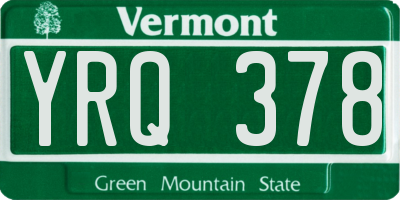 VT license plate YRQ378