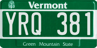 VT license plate YRQ381