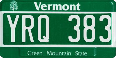 VT license plate YRQ383
