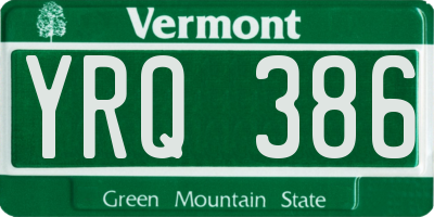 VT license plate YRQ386