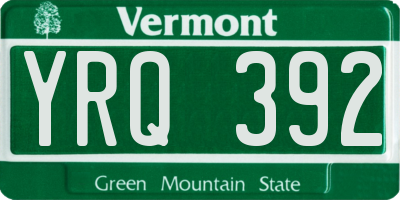 VT license plate YRQ392