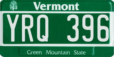VT license plate YRQ396