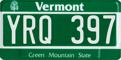 VT license plate YRQ397