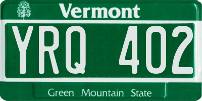 VT license plate YRQ402