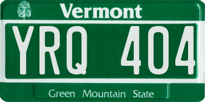 VT license plate YRQ404