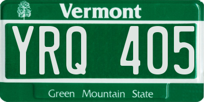VT license plate YRQ405
