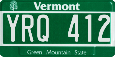 VT license plate YRQ412