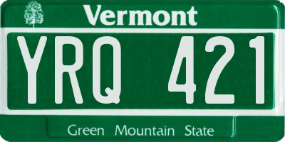 VT license plate YRQ421