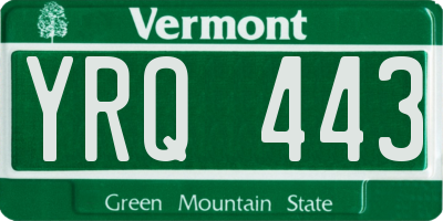 VT license plate YRQ443