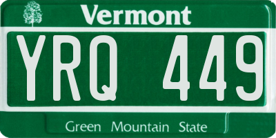 VT license plate YRQ449