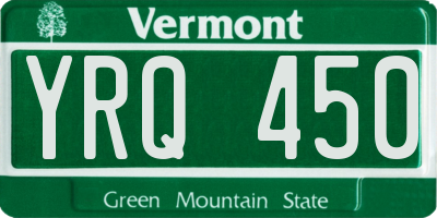 VT license plate YRQ450