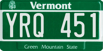 VT license plate YRQ451