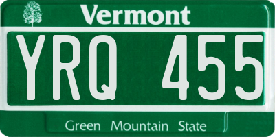 VT license plate YRQ455