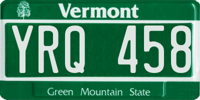 VT license plate YRQ458