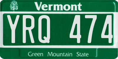 VT license plate YRQ474