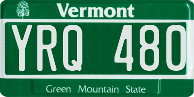 VT license plate YRQ480