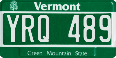 VT license plate YRQ489