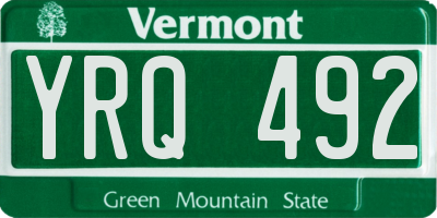 VT license plate YRQ492