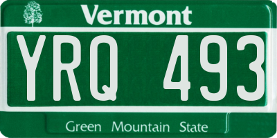 VT license plate YRQ493