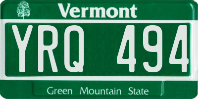 VT license plate YRQ494